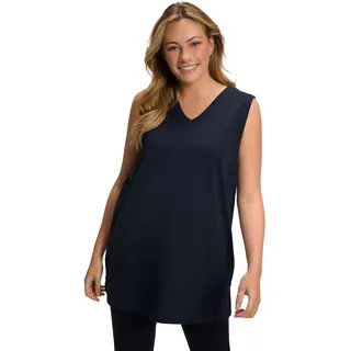 Ulla Popken Damen Top, V-Ausschnitt, Relaxed, Ärmellos, Baumwolle T-Shirt