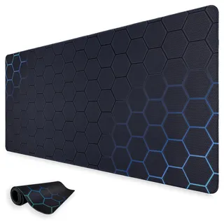 Niviy Gaming Mousepad 1200x600mm Mauspad geometrischem wabenmuster,Wasserdicht Oberfläche Verbessert Präzision und Geschwindigkeit,rutschfeste Tischunterlage für Büro Zuhause 47.24x23.62in Blaugrün