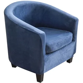 TOPCHANCES 2 Stück Tub Club Stuhlhussen, hohe Stretch-Sessel, Sofa-Schonbezug mit Kissenbezug, Samt-Möbelschutz, weiche Couchbezüge für Esszimmer, Wohnzimmer, Büro, Empfang (Marineblau)