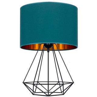 FKL DESIGN Home Deco Tischlampe - Nachttischlampe - Tischleuchte - Designerleuchte Leuchte für Schlafzimmer Wohnzimmer Büro - Moderne Lampe Schreibtischlampe aus Serie N230-N1 - (Türkis)