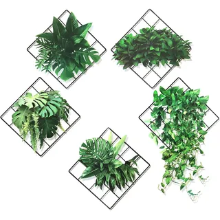 VMUTGA 3D Grünen Pflanzen Wandaufkleber, 5 Design Grüne Wandtattoo, Simulation von Hängepflanzen Wandsticker, Selbstklebende Wanddekoration für Schlafzimmer, Wohnzimmer, Büro, Küche