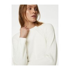 Womens M&S Collection Soft Touch Ribbed Longline Jumper - Ivory, Ivory - Small