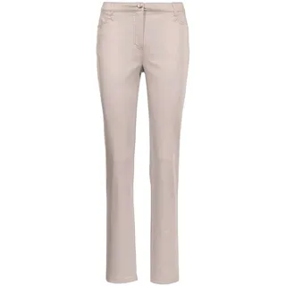 Stoffhose GOLDNER "Baumwollhose mit Dehnbund", Damen, Gr. 44, N-Gr, beige (kitt), Obermaterial: 98% Baumwolle CO. 2% Elasthan EL., normal, Hosen Stoffhose, Ohne