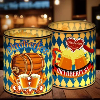 JULMELON 16 Stück Oktoberfest Windlicht Tischdeko Oktoberfestdeko | Papier, Blau Weiß Bayrische Deko, Oktoberfest Party Tisch Deko Geeignet für Teelichter oder Kerzen