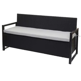 Mendler Poly-Rattan 3er Sitzbank 164 x 57 x 87 cm Grau