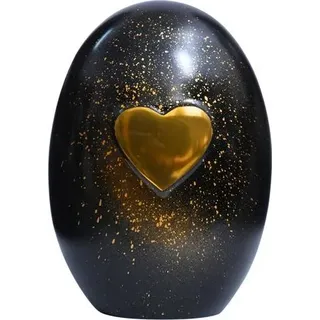 Unikate Gold Herz Urne 2,5 Liter aus Aluminium – Rostfrei, Wetterfest – Handgefertigt – Dekorative Urne für Menschliche und Tierasche - Schwarz, Gold