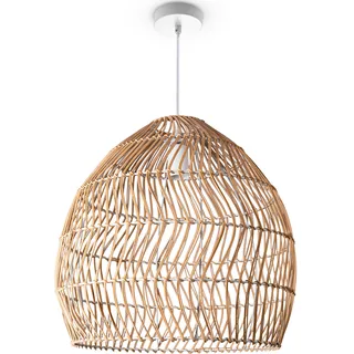 Paco Home Pendelleuchte »ORNA«, Leuchtmittel E27 ohne Leuchtmittel, Pendellampe Rattan Korb Boho Modern Esszimmerlampe Natur Vintage E27, weiß