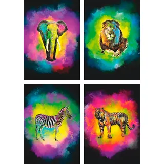 Artland Poster »Farbexplosion Elefant Löwe Zebra Tiger« Wildtiere 4 Stk. tlg. Bilder Set, 4tlg., ohne Rahmen, bunt