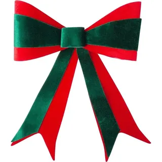 Große Weihnachts-Dekoschleife 45 cm – elegante rote Schleife mit grünen Akzenten – festliche Weihnachtsdekoration für Tür, Balkon, Baum & Geschenke – wiederverwendbare Dekoschleife von Christmas Decoration - Rot, Grün
