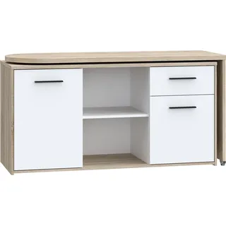 Schreibtisch Kommode Computertisch Sideboard Tisch Standschrank "Alwernia I" - Braun, Weiß