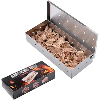 Räucherbox,Edelstahl BBQ Grill Räucherbox,Räucherbox zum Räuchern von Lebensmitteln,Räucherbox für Gasgrill, Für Smoker, Holzkohle- und Gasgrills