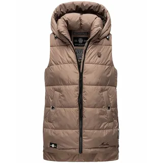 Marikoo Zarinaa Damen Herbst Steppweste mit Kapuze Bodywarmer Vegan Ärmellose Weste Taupe Gr. 36 - S - Taupe