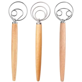 Dänischer Teig Schneebesen, DBAILY 3pcs Professionelle Danish Whisk Set Edelstahl Manueller Teigmischer für Küche Backen Kuchen Dessert