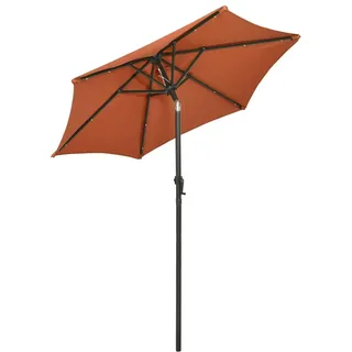 vidaXL Sonnenschirm mit LED-Beleuchtung Terrakotta 200x211 cm Alu - Grau