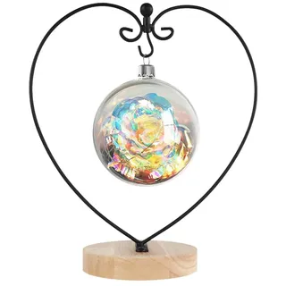 Fosinz Ornament Display Stand - Holz Eisen Hängende Stand Pflanzen Halter für hängende Glas Globe Air Plant Terrarium, Ball, Christbaumkugel & Home Wedding Dekoration (Herz-rund)