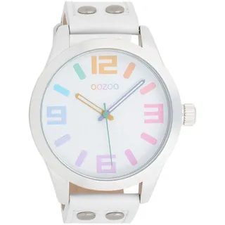 Oozoo OOZOO, weiß, Armbanduhren, Damen, Armbanduhr, Damenuhr, Herrenuhr, Lederarmband, Ø 46mm