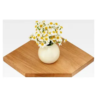 Hängendes Eckregal, 30CM Eiche, Wandregal aus massivem Holz, kleines schwebendes Eckregal für Pflanzen im Schlafzimmer, Wohnzimmer und Küche