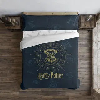 Belum Bettbezug Harry Potter, Bettbezug mit Knöpfen, 100% Baumwolle, Modell Dormiens Draco, Blau, für Betten von 135/140 cm (220 x 220 cm)