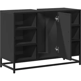 vidaXL Waschbeckenunterschrank Schwarz 80x33x60 cm Holzwerkstoff - Schwarz