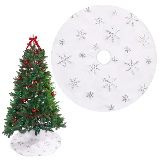 Mini Weihnachtsbaumdecke Rund, 38cm Weihnachtsbaum Rock, Klein Baumrock Plüsch Weihnachtsbaum Röcke, Christbaum Decke für Weihnachtsbaum Untere Dekoration, Urlaubs Deko (Weiß-D)