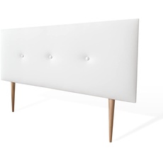 amuéblate online - Premium gepolstertes Kopfteil Modell Kayne mit Beinen, Bezug aus hochwertigem Kunstleder, Holz, Weiß, 160 x 60 cm (Bett 150)