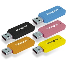 Integral 32GB Neon USB 2.0 Flash-Laufwerk 5er-Pack (Schwarz/Pink/Gelb/Orange/Blau)
