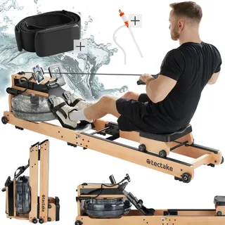 Holzrudergerät Titan, klappbar, 150kg belastbar, Bluetooth - braun/schwarz