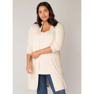 Base Level Curvy Longstrickjacke "Ayla Long" Große Größen, sand beige