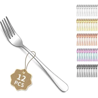 Goldene Tischgabeln - Essgabelset - 12 Stück - Edelstahl - 18 cm