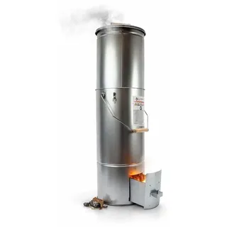 Eurocatch Teleskop Räucherofen Rund 101 cm – Smoker für Außen mit Thermometer und 10 Räucherhaken – Verzinkter Metall Räucherschrank / Räuchertonne für Fisch und Fleisch - Grau
