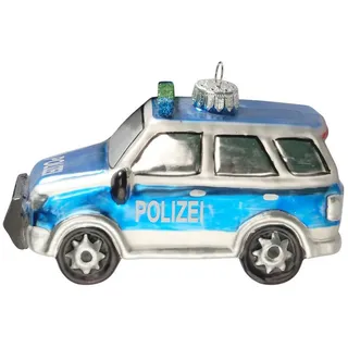 Krebs Glas Lauscha - Weihnachtsdekoration/Christbaumschmuck aus Glas - Weihnachtsbaumanhänger - Motiv: Polizei-Auto SUV - Größe: ca. 12 cm