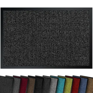 comflor Hochwertige Fußmatte Grau-Schwarz 90x120 groß für Innen & Außen - Schmutzfangmatte rutschfest, waschbar & wetterfest - Fussmatte für Eingangsbereich & Aussenbereich - Läufer Flur dünn
