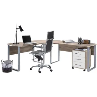MID.YOU Büro Office Edition Set 0 Weiß/Eiche, 2-teilig