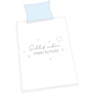 Herding Baby Best Bettwäsche-Set, Cotton, Blau, Weiß