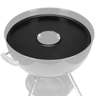 onlyfire Feuerplatte, Ø 54,5cm Grillring, Grillplatte für Weber 57cm Holzkohle Kugelgrill, Räucherofen und Runde Grills, Keramisch Lackierte Oberfläche Plancha, BBQ-Platte mit Ölauffangrillen