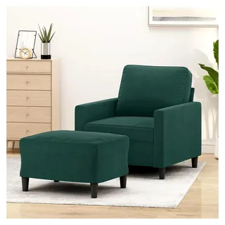 Sessel mit Hocker Dunkelgrün 60 cm Samt, Bequemer Relaxsessel für Wohnzimmer und Schlafzimmer, Robustes Metallgestell, Modernes Design, Hoher Komfort für Erwachsene - dunkelgrün