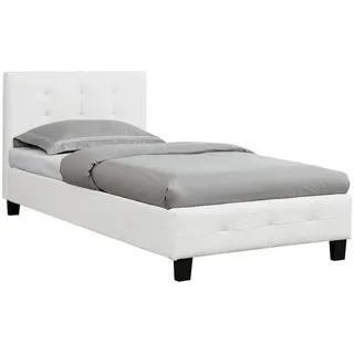 CARO-Möbel Polsterbett Ohio Bettgestell 90 x 200 cm Einzelbett Designbett inklusive Lattenrost Textilbezug in weiß