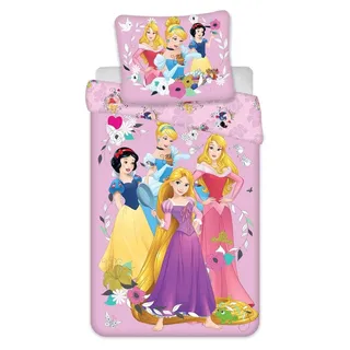 Disney Prinzessinnen Mehrfarbig Gelb 140 x 200 cm + 70 x 90 cm