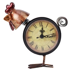 Retro Uhr, Vintage Style Huhn Geformte Eisen Schreibtisch Tischuhr Home Ornament Craft Geschenke Standuhr Schreibtischuhr Handgemachte Geschenk Katze Wecker Wohnzimmer Braun 5.9x5.5x1.5in