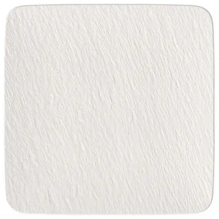 Villeroy & Boch Servierplatte quadratisch - Manufacture Rock Blanc Gourmetteller 32 cm Weiß, Spülmaschinenfest, Mikrowellensicher, Esseller, Servierteller, Pizzateller, Geschirr, Premium Porzellan