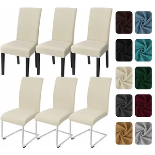 Yugarlibi Stuhlhussen 6er Set Stretch Stuhlbezug Schwingstuhl Beige | Elastische Stuhlhussen Schwingstuhl Stuhlbezug Universal Esszimmerstühle Bezug Waschbare hussen für stühle Küche Hochzeit