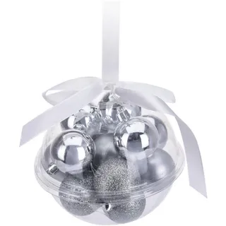 Home Styling Collection Weihnachtskugeln 12er-Set Ø 3 cm , Silberfarben , Kunststoff , 9.7x9.7x9.7 cm , Dekoration, Weihnachtsdekoration, Christbaumschmuck
