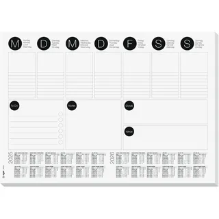 Sigel Schreibtischunterlage WOCHENPLANER schwarz/weiß 30 Blatt