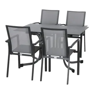Dining-Set Siena Garden Velia SET 5-teilig Sola 140 4 x Sessel anthrazit, 140 x
