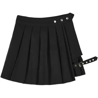 Guangzhou Frauen Harajuku Unregelmäßiger Mini Faltenrock Skater Asymmetrischer Ausschnitt Clubwear Rock Schwarz