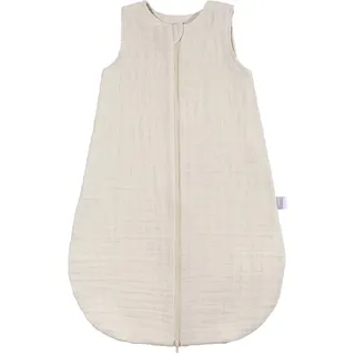 MAKIAN Baby Sommerschlafsack Musselin – Leichter Schlafsack aus 100% Baumwolle – ärmellos, atmungsaktiv, TOG 1.0 – ÖkoTex Standard 100 – Frühling & Sommer - Beige - 110