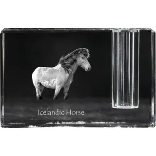 Islandpferd - Stifthalter, Kristallorganisator mit Bild eines Pferdes, einzigartige Schreibtischdekoration der Marke Art-Dog