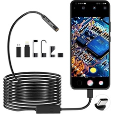 Pancellent Endoskop 1920P HD Snake Inspektionskamera, Typ C Endoskop, Scope Kamera mit 8 LED Leuchten für Android und iOS Smartphone, iPhone, iPad, Samsung(5M)