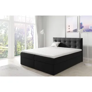 Boxspringbett Schlafzimmerbett OVIEDO XL 160x220cm Stoff Schwarz - Schwarz