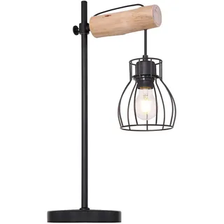Tischleuchte , Naturfarben, Schwarz , Holz, Metall , 55 cm , mit Schalter , Lampen & Leuchten, Innenbeleuchtung, Tischlampen, Tischlampen